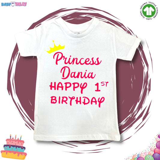 Princess (Custom Name) Happy 1st Birthday T-Shirt